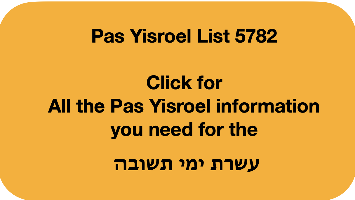 Pas Yisroel List 5782 Online Kashrus Information