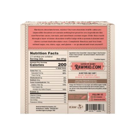 Rawmio Mini Truffle Cake 5oz back packaging